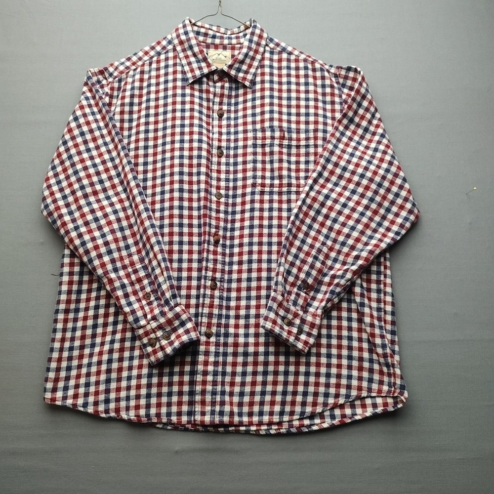 Blue Mountain Red, Blue Plaid Long Sleeve‎ Button-Up Shirt Flannel Large